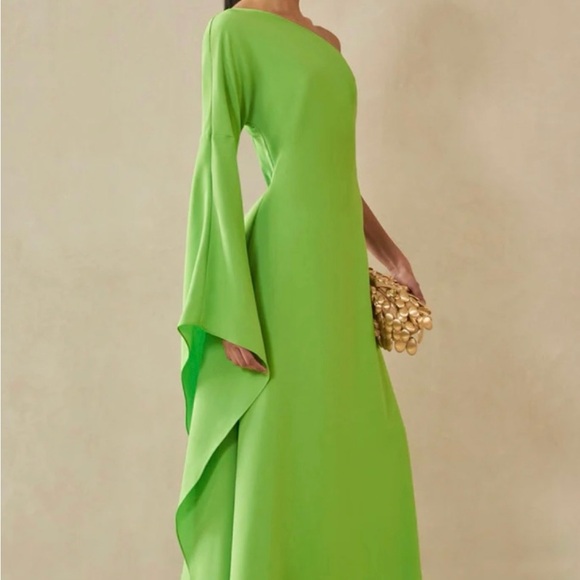 CULT GAIA GREEN ONE SHOULDER DRESS - Picture 1 of 9